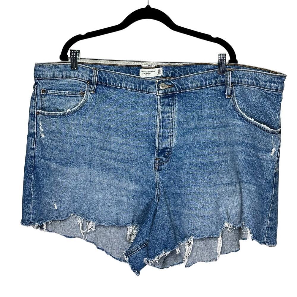 Abercrombie & Fitch Women High Rise The Dad Shorts Medium Blue Wash 36